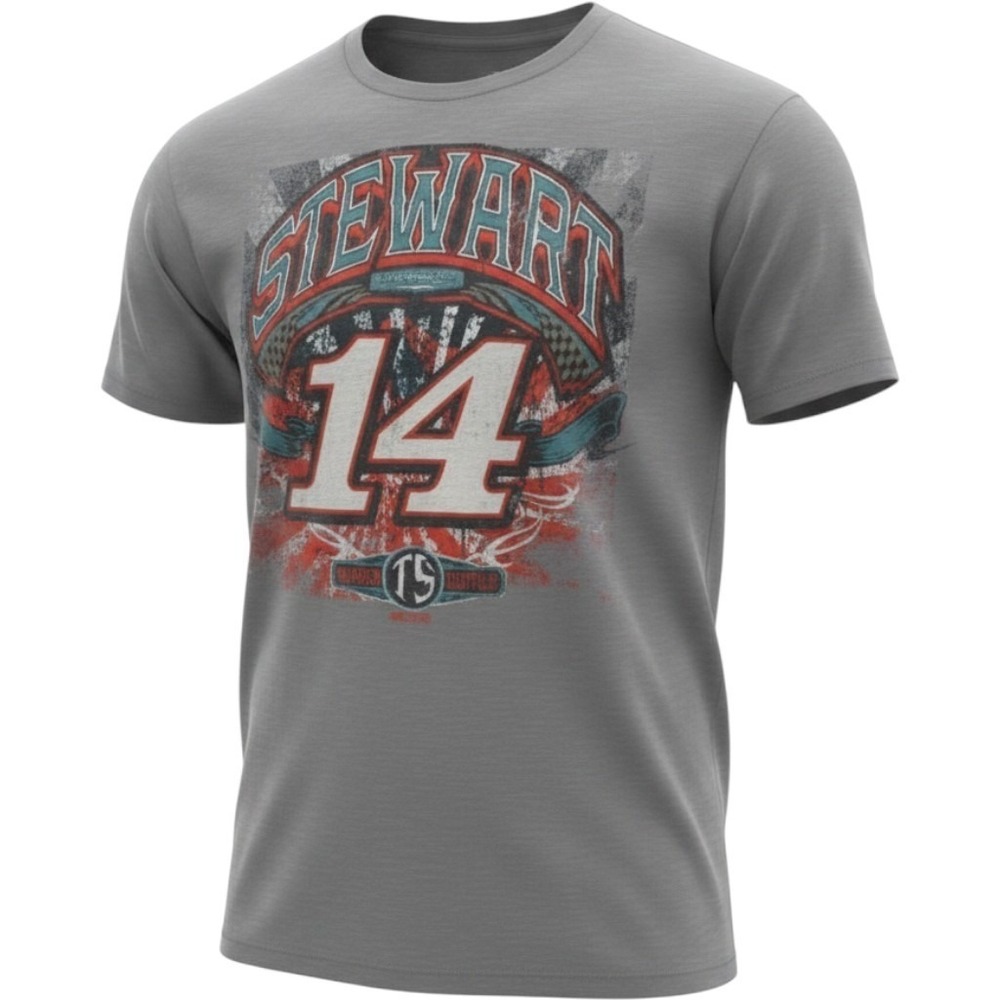 Stewart-Haas Racing Tony Stewart 14 Mens 2XL Grey Graphic T-Shirt NASCAR Racing